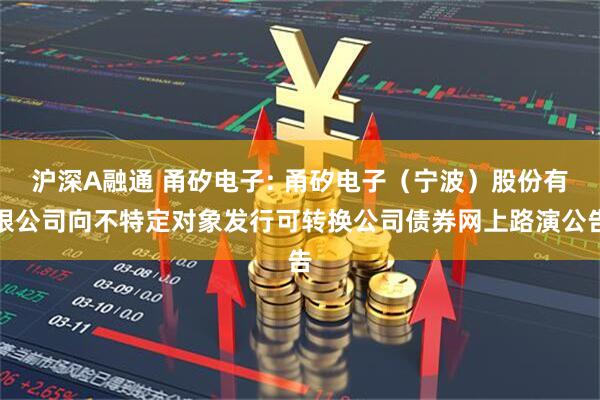 沪深A融通 甬矽电子: 甬矽电子(宁波)股份有限公司向不特定对象发行可转换公司债券网上路演公告
